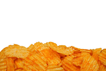 Crispy potato chips border frame isolated transparent