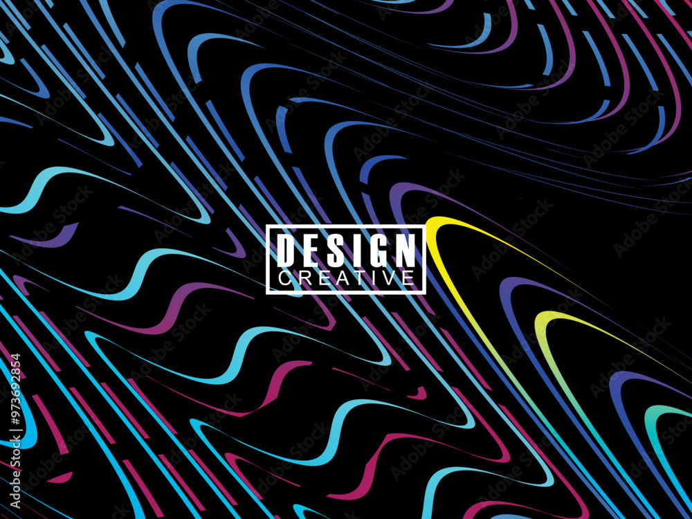 Fototapete background futuristic abstract technology shining rainbow light lines on black background modern wav