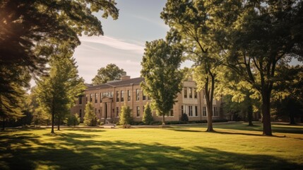 A Brick Building on a Sunny Campus