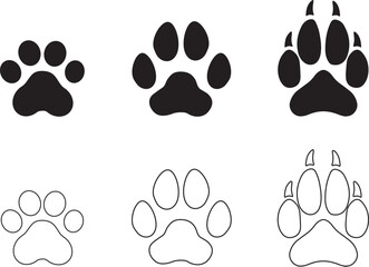 Dog and cat paw print.pet animal paw print vector