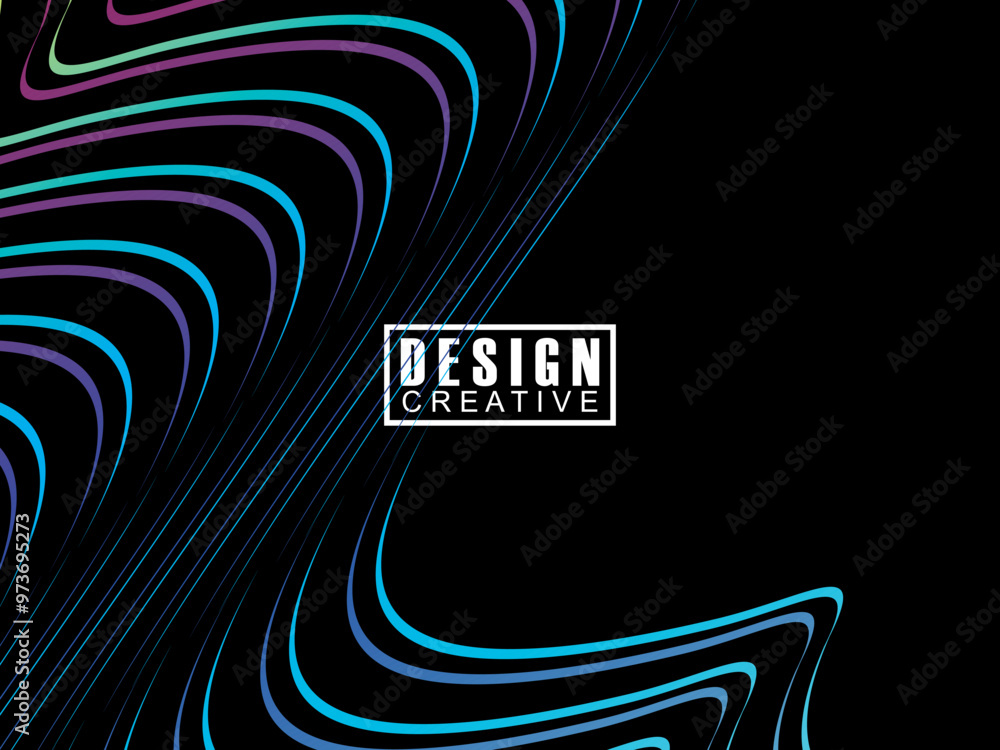 Fototapete background futuristic abstract technology shining rainbow light lines on black background modern wav
