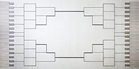 A blank and freshly printed tournament bracket lies on a plain background, awaiting competition scores and winners to