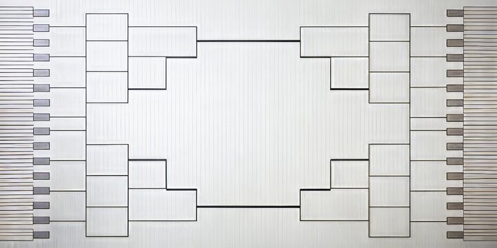 A blank and freshly printed tournament bracket lies on a plain background, awaiting competition scores and winners to
