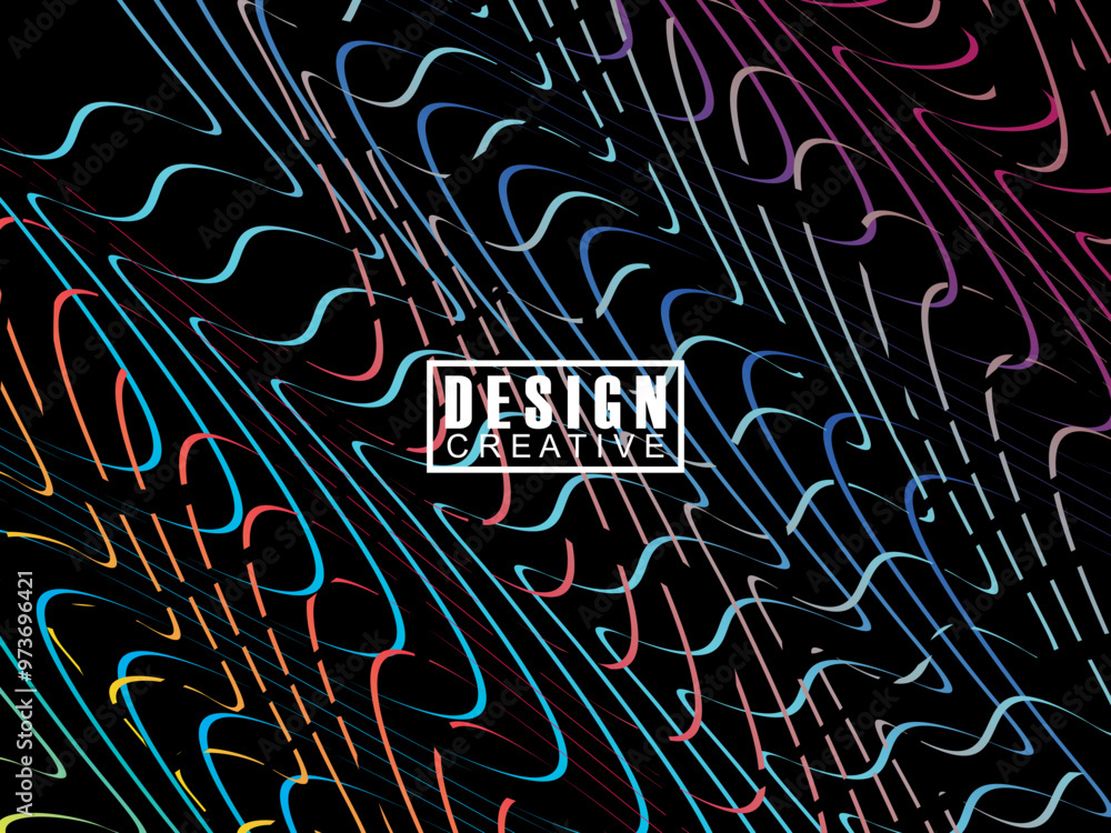 Fototapete background futuristic abstract technology shining rainbow light lines on black background modern wav