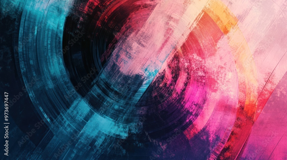 Poster an abstract multimedia background with layers of digital textures, suitable for a modern and engagin