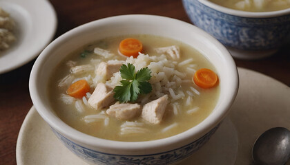 bowl of chicken and rice soup