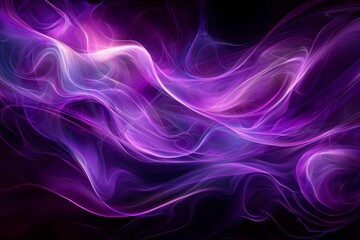 Abstract Purple and White Swirling Lines on a Black Background