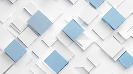 Obraz premium Minimal geometric white light background featuring modern blue and light grey squares overlapping in a clean