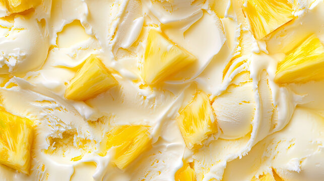 Close up of Delicious Pineapple ice cream texture for background and design. - Powered by Adobe