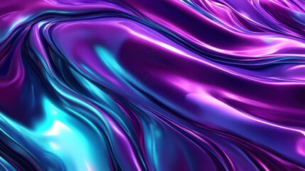 Fototapeta premium Abstract shiny waves in blue and purple colors, soft, smooth curves.