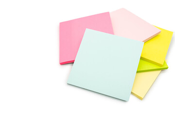 Blank colorful sticky note isolated on white background. Copy space.