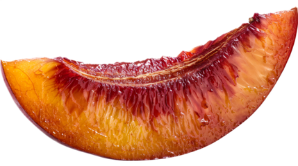 A single dried nectarine wedge with a transparent background.
