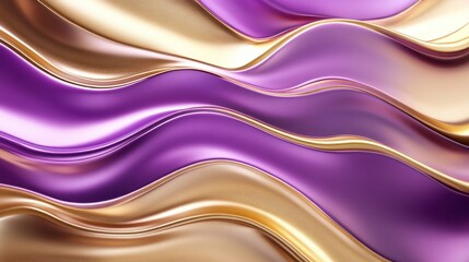 Fototapeta premium Abstract purple and gold wavy background.
