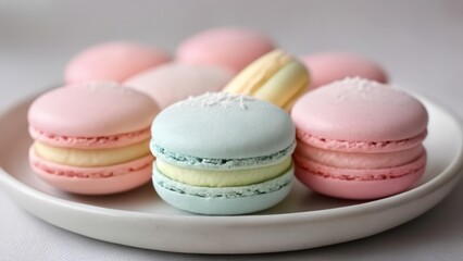 Obraz premium Deliciously colorful macarons ready to be savored