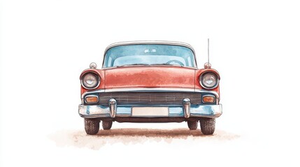 A vintage red car illustration showcasing a classic design, perfect for automotive or retro-themed projects.