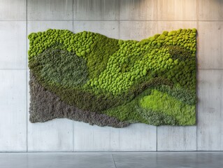 Fototapeta premium Vertical Green Wall Art Installation on Modern Concrete Wall in Contemporary Interior Space