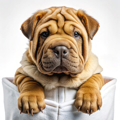 Obraz premium english bulldog puppydog, puppy, animal, pet, mastiff, isolated, bordeaux, brown, canine, breed, portrait, white, mammal, cute, sharpei, funny, purebred, dogue, de, bull, studio, boxer, domestic, dogu
