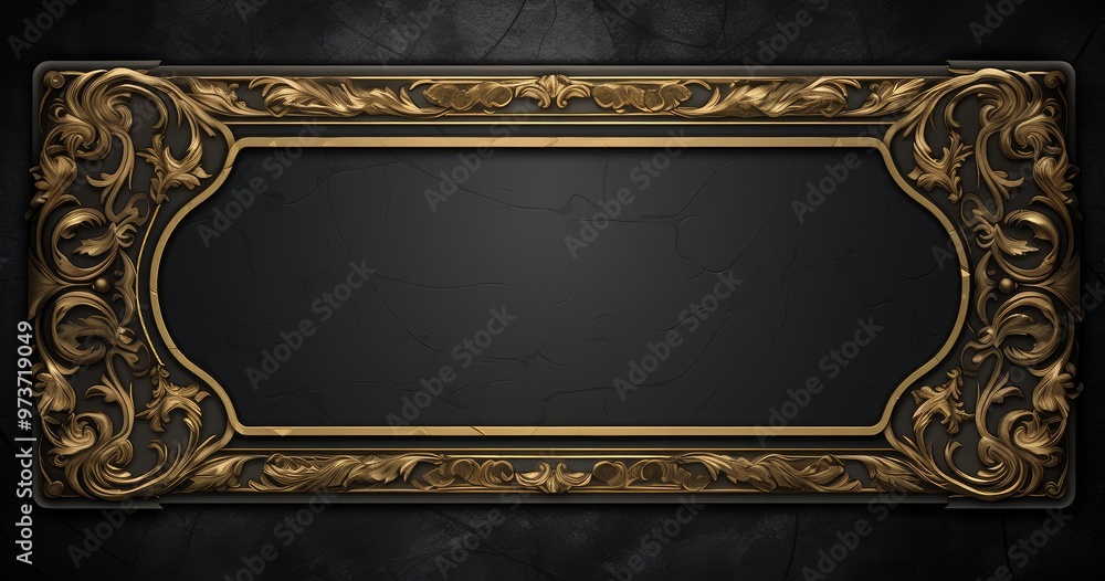 Poster ornate golden frame with a dark interior, suitable for displaying text or images.
