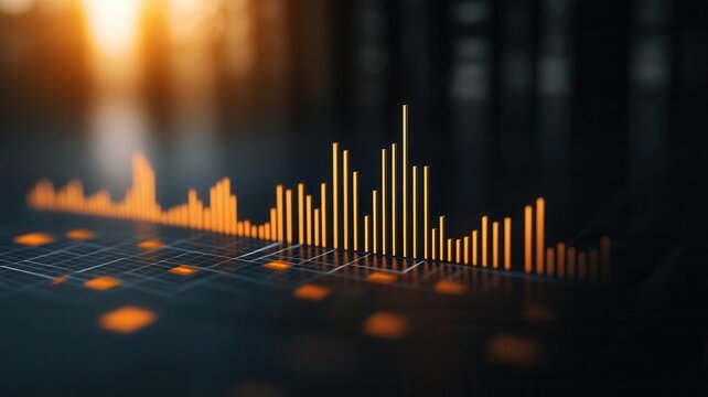 Glowing financial chart showing increasing ROI, with real-world landscape and sunlight effects