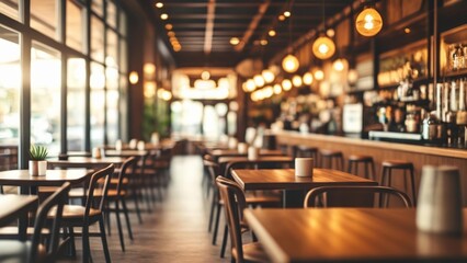  Cozy cafe ambiance with warm lighting and inviting tables