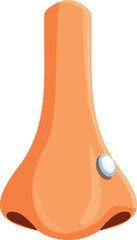 Cartoon illustration of a human nose with a piercing showing body modification