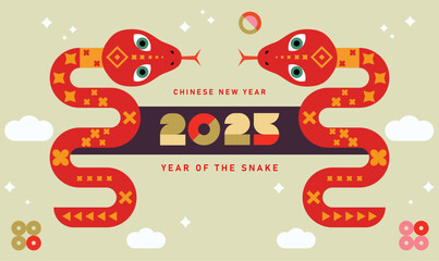 Obraz premium Chinese new year 2025 poster, banner, greeting card, lunar calendar, postcard, Notebook cover