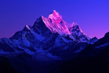 Majestic Mountain Peak at Sunset with a Pink Hue