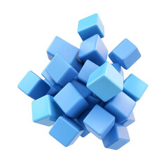 Obraz premium group blue cubes 3d render icon isolated on transparent background cutout
