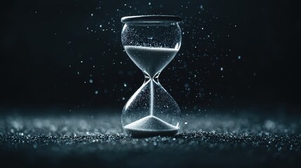 Elegant Hourglass with Flowing Sand on Dark Background Symbolizing Time and Patience