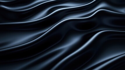Fototapeta premium Luxurious Black Silk Fabric with Elegant Waves and Smooth Texture in Close-Up View