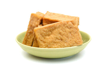 Closeup tofu isolated on white background