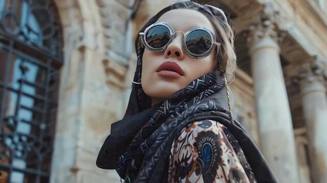 Elegant and trendy autumn fashion model, Generative AI