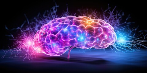 Glowing brain with sparks