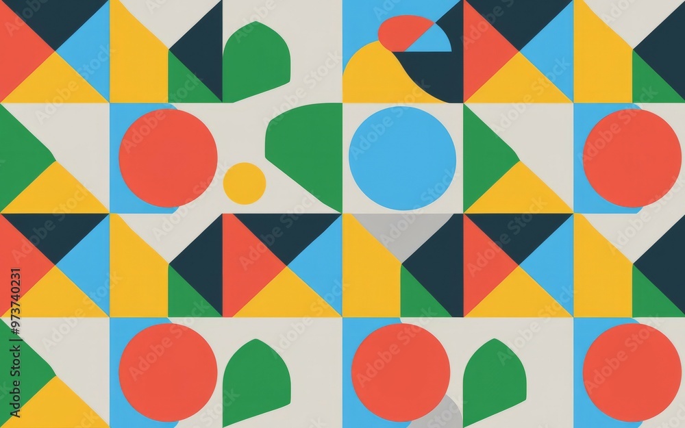 Aufkleber geometric shapes pattern. colorful abstract background with geometric shapes in a repeating pattern.