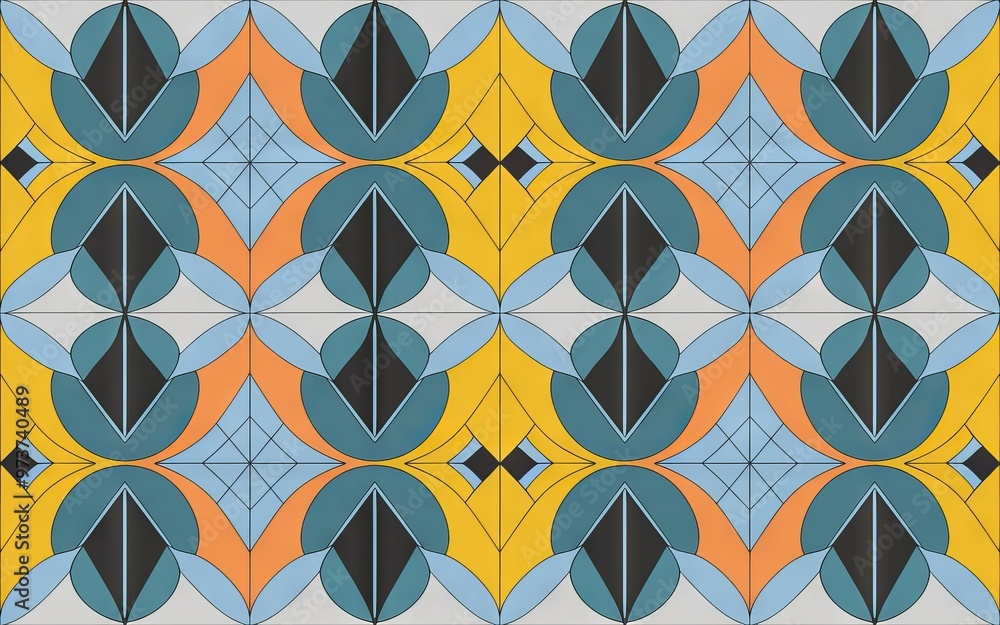 Poster geometric pattern tile. colorful and abstract geometric pattern with repeating design. ideal for int