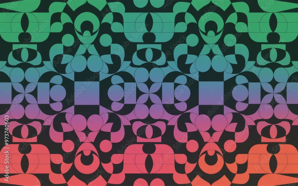 Poster geometric gradient pattern. repeating geometric pattern with a vibrant gradient transition, creating
