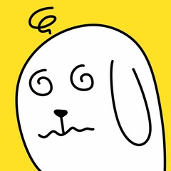 cute yellow cartoon dog face. illustration.
