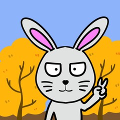 cartoon bunny rabbit in autumn forest