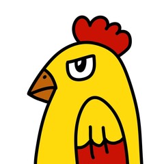 cartoon chicken head, illustration on white background