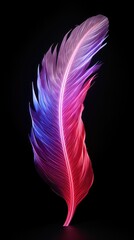 A single feather glows