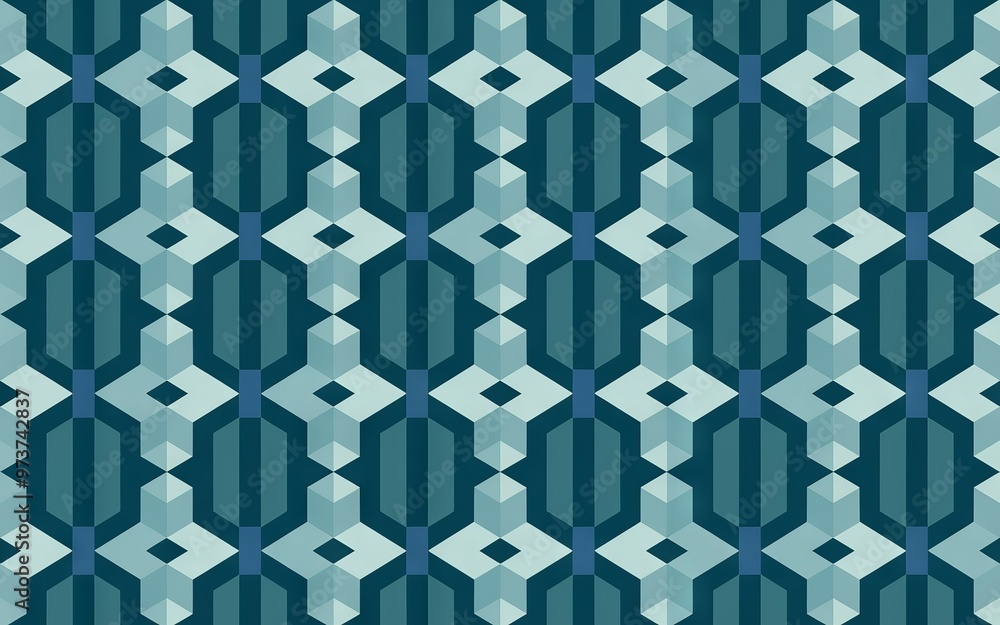 Aufkleber geometric teal pattern. abstract seamless pattern with a teal geometric design. ideal for background