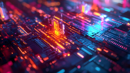 Obraz premium Created with generative ai technology and photoshop. Quantum Computer. Illustration