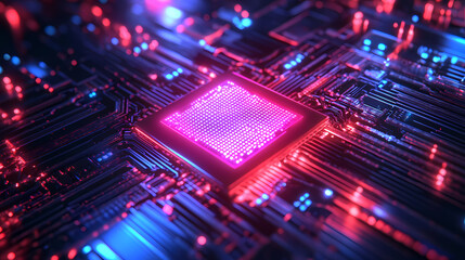 Obraz premium Illustration of quantum cryptography processes. Quantum Computer. Illustration