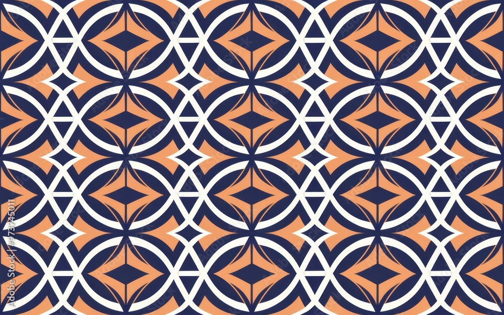 Poster geometric tile pattern. seamless background with a repeating pattern of geometric shapes in blue, wh