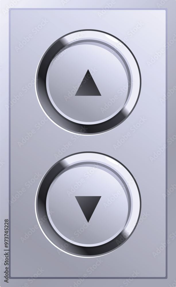 Poster this elevator control panel is showing two buttons, one for up and one for down