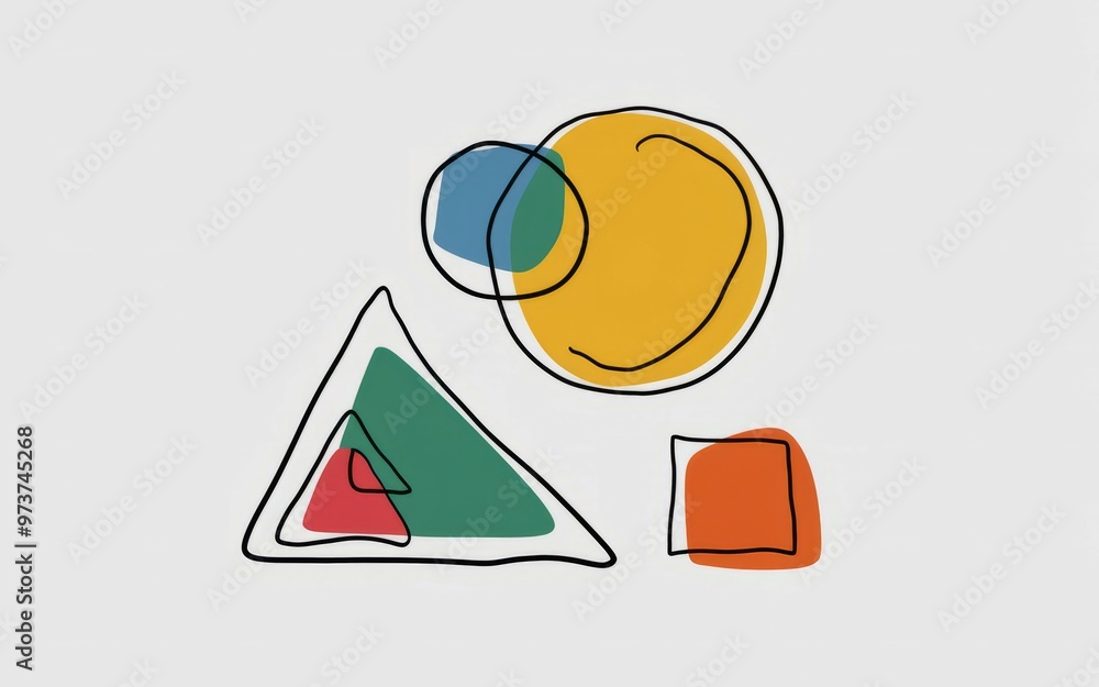 Poster abstract shapes design. colorful geometric shapes in a minimalist style. simple abstract shapes with