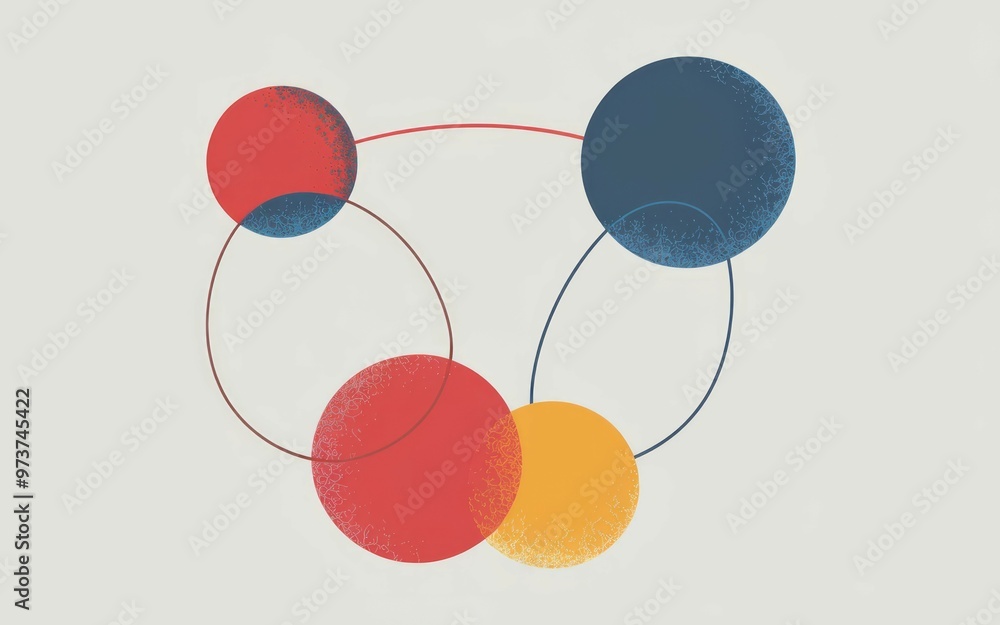 Aufkleber circle network design. abstract geometric shape design with connected circles and lines, representin