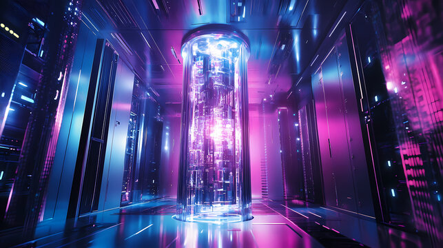 Quantum computer, quantum computing, super computer, quantum supremacy. Quantum Computer. Illustration