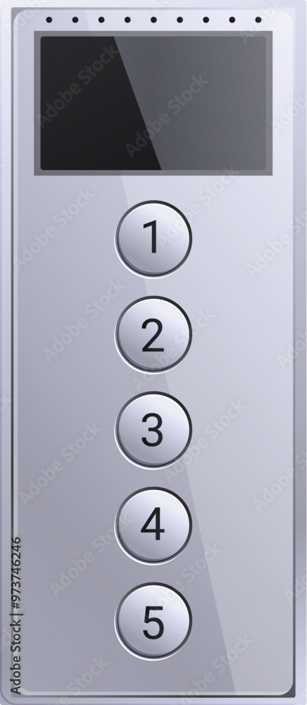 Poster modern elevator control panel showing floor numbers and a blank screen for messaging
