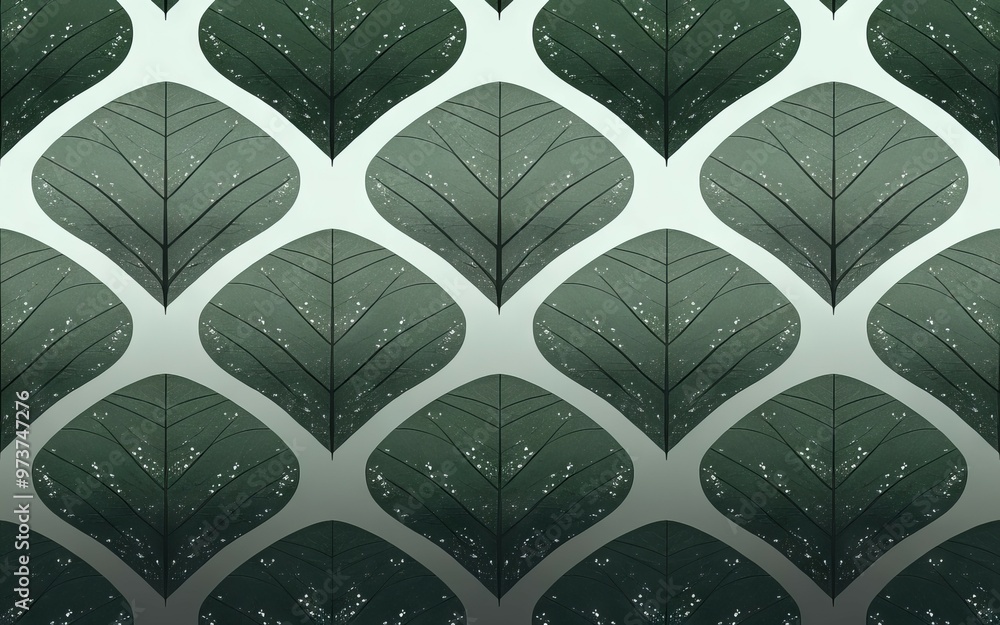 Poster leaf pattern background. green leaves with gradient effect, forming a seamless pattern, can be used 